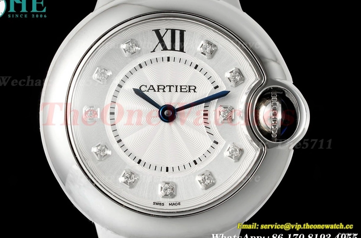 Cartier AF SS Ballon Quartz 33mm Dia De SS Bleu White 0131
